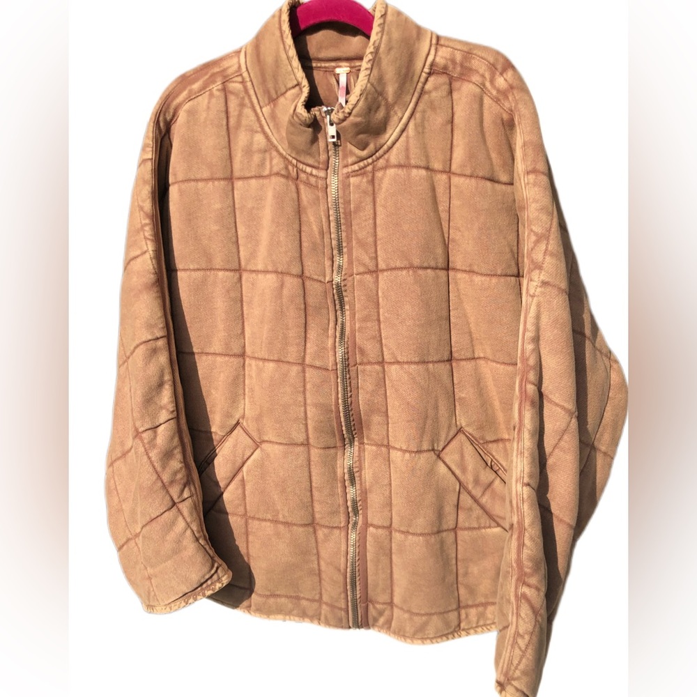 Free People Dolman Quilted Knit Jacket Champagne Diamonds rose/tyrie- size M